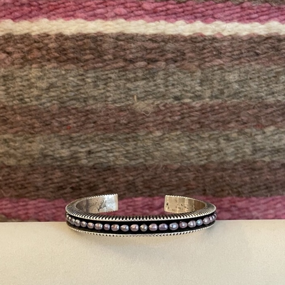Navajo Genuine Pearl and Sterling Silver Cuff Bracelet